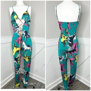 COLORFUL CUT OUT  SEXY JUMPSUIT LARGE